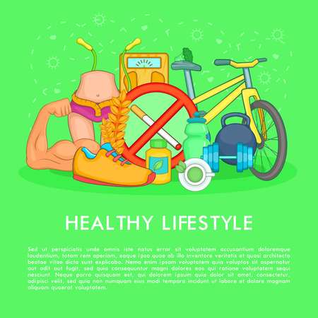 Health life items, concept, cartoon styleの写真素材