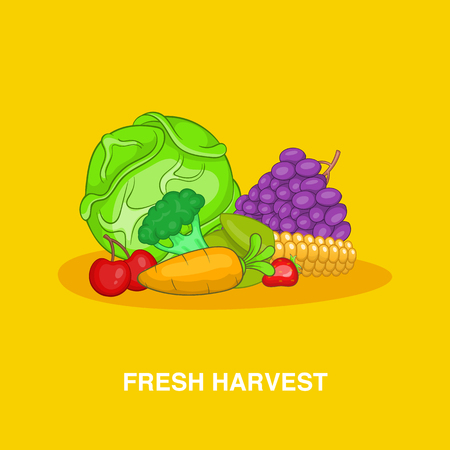 Fresh harvest concept, cartoon styleのイラスト素材