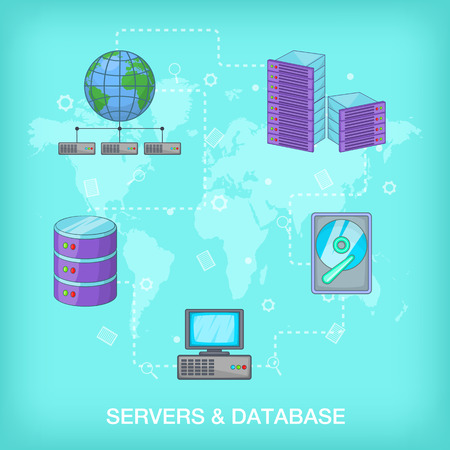 Data base concept global, cartoon styleのイラスト素材