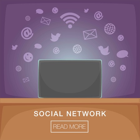 Social network concept screen, cartoon styleのイラスト素材