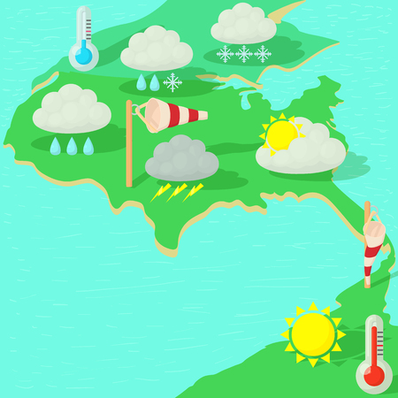 Weather symbols concept map, cartoon styleのイラスト素材