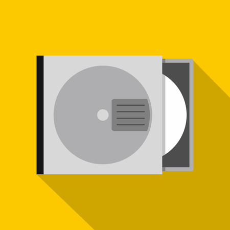 CD or DVD case icon. Flat illustration of CD or DVD case vector icon for web isolated on yellow backgroundのイラスト素材