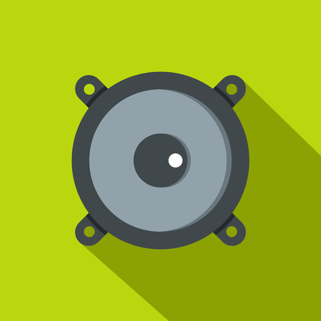 Frontal audio speaker icon. Flat illustration of frontal audio speaker vector icon for web isolated on lime backgroundのイラスト素材