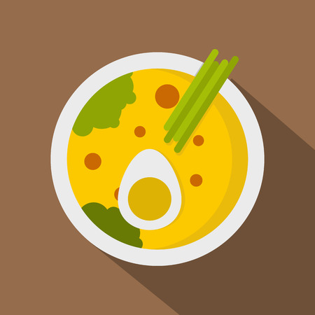 Miso soup icon, flat styleのイラスト素材