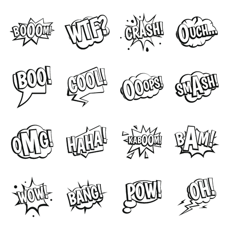 Comic colored sound icons set, simple styleのイラスト素材