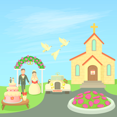 Wedding concept, cartoon styleのイラスト素材