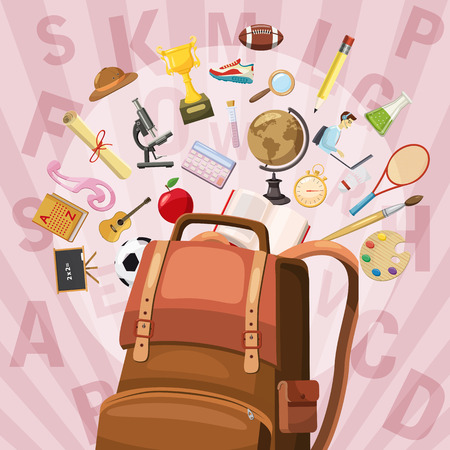 Education concept bag, cartoon styleのイラスト素材