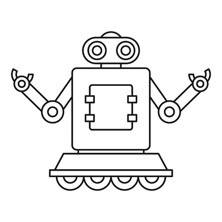 Machine robot on wheels icon, outline styleのイラスト素材