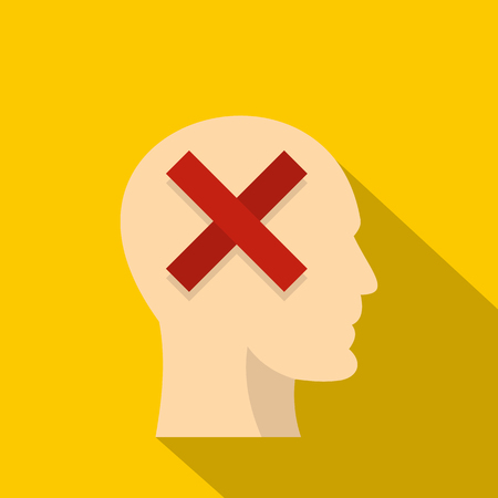 Man head silhouette with red cross inside iconのイラスト素材