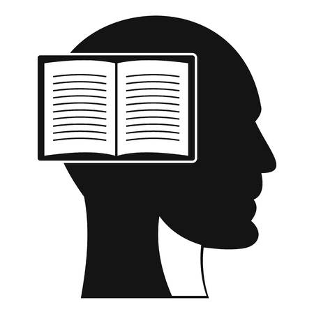 Head with open book icon, simple styleのイラスト素材