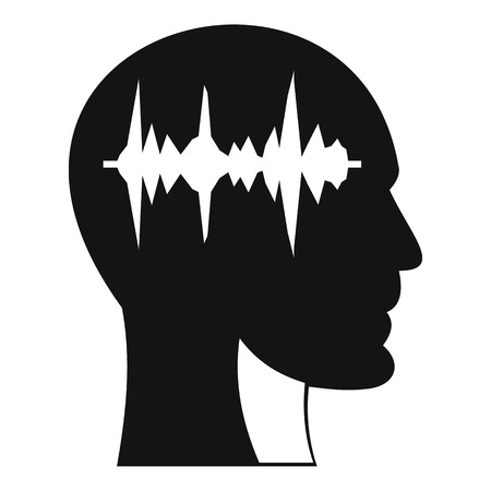 Sound wave icon in human head icon, simple styleのイラスト素材