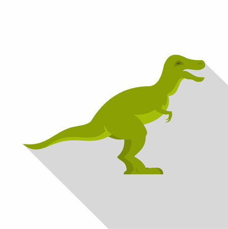 Green theropod dinosaur icon, flat styleのイラスト素材