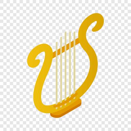 Lyre isometric icon 3d on a transparent background vector illustrationのイラスト素材