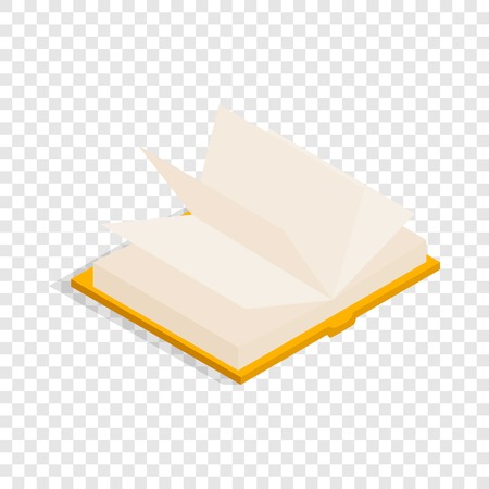 Yellow open book isometric icon 3d on a transparent background vector illustrationのイラスト素材