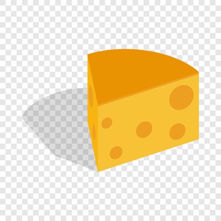 Piece of cheese isometric icon 3d on a transparent background vector illustrationのイラスト素材
