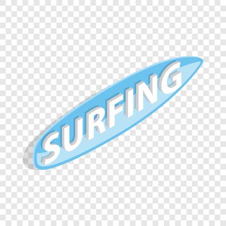 Surfing word on a surfboard isometric icon 3d on a transparent background vector illustrationのイラスト素材
