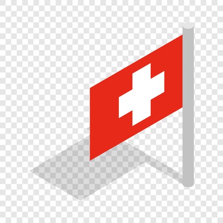 Switzerland flag isometric icon 3d on a transparent background vector illustrationのイラスト素材