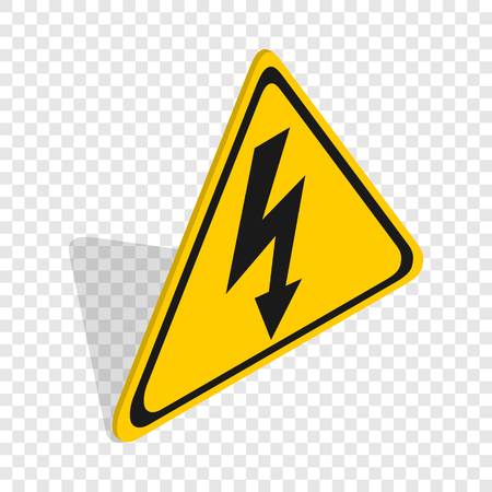 High voltage sign isometric icon 3d on a transparent background vector illustrationのイラスト素材