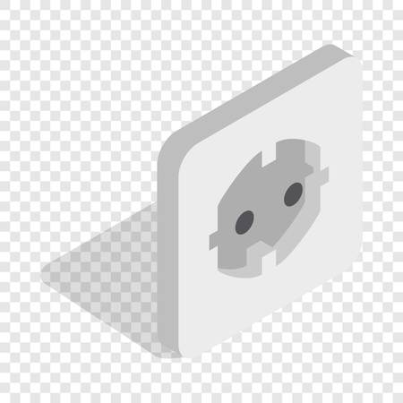 Electric white socket isometric icon 3d on a transparent background vector illustrationのイラスト素材