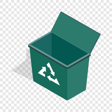 Open garbage container with recycling sign isometric icon 3d on a transparent background vector illustrationのイラスト素材