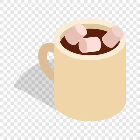 Hot chocolate with marshmallows in cup isometricのイラスト素材