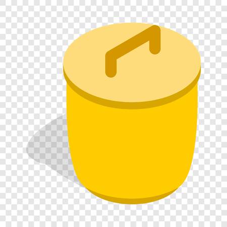 Closed yellow trash can isometric iconのイラスト素材