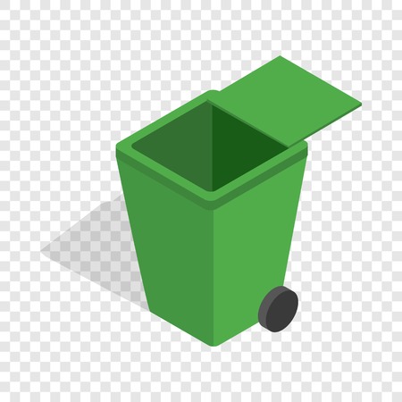 Open green garbage container isometric iconのイラスト素材