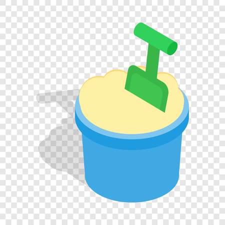 Bucket of sand and shovel isometric iconのイラスト素材