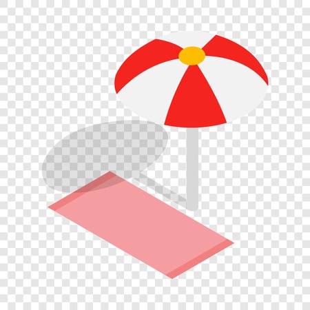 Beach towel and umbrella isometric iconのイラスト素材