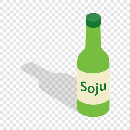 Soy sauce in a bottle isometric iconのイラスト素材