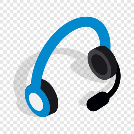 Headphones with microphone isometric iconのイラスト素材