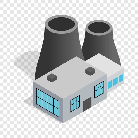 Thermal power station isometric iconのイラスト素材