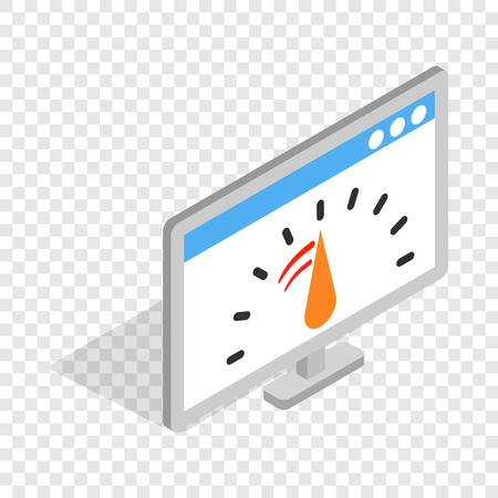 Computer monitor with speed test isometric iconのイラスト素材