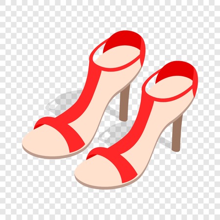 Pair of high heel red female shoes isometric iconのイラスト素材