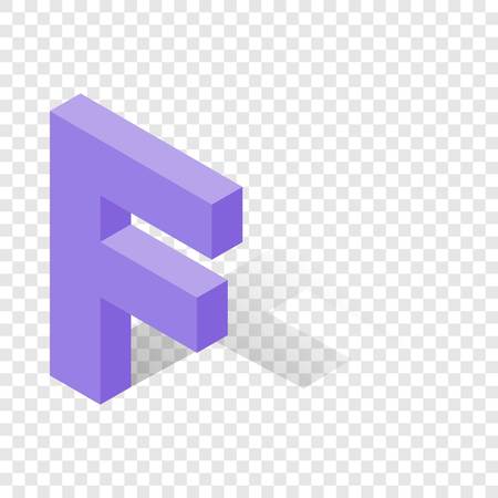 F letter in isometric 3d style with shadowのイラスト素材