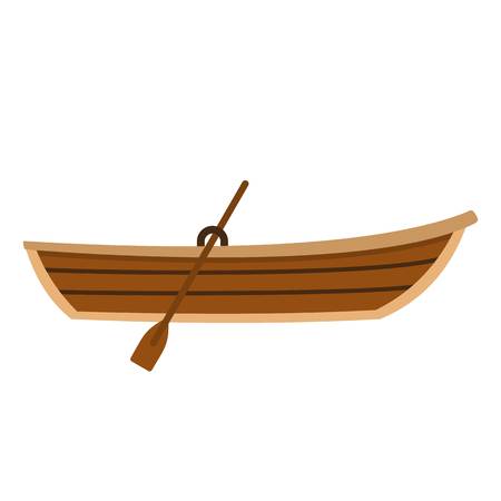Boat with paddle icon, flat styleのイラスト素材