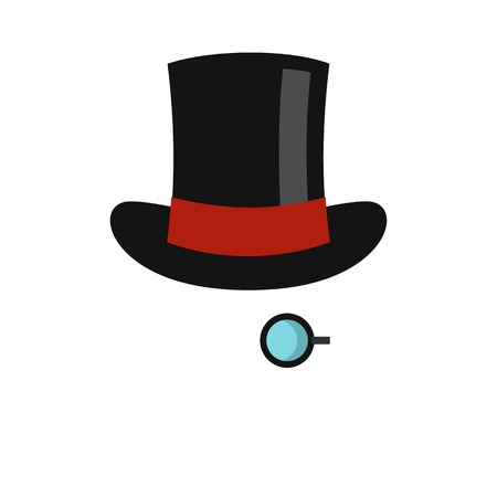 Hat with monocle icon, flat styleのイラスト素材