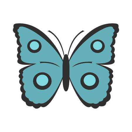 Butterfly with circles on wings icon, flat styleのイラスト素材