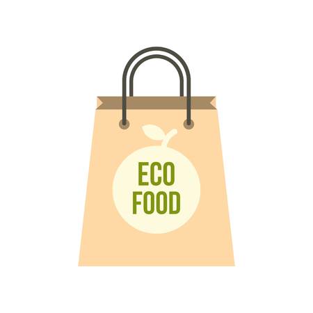Eco food paper bag icon, flat styleのイラスト素材