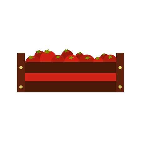 Fresh vegetables in a box icon, flat styleのイラスト素材