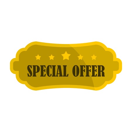 Golden special offer label icon, flat styleのイラスト素材