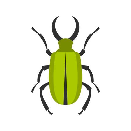 Green bug icon, flat styleのイラスト素材