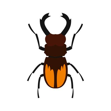 Stag beetle icon, flat styleのイラスト素材