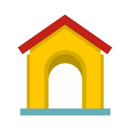 Yellow toy house icon, flat styleのイラスト素材