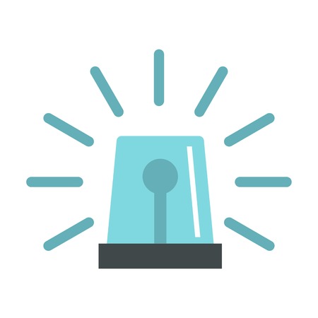 Blue flashing emergency light icon, flat styleのイラスト素材