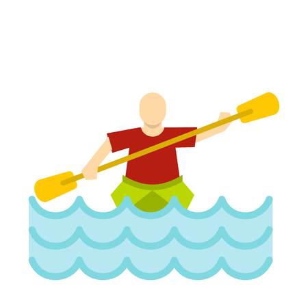 Kayaking water sport icon, flat styleのイラスト素材