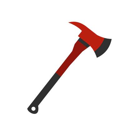 Red firefighter axe icon, flat styleのイラスト素材