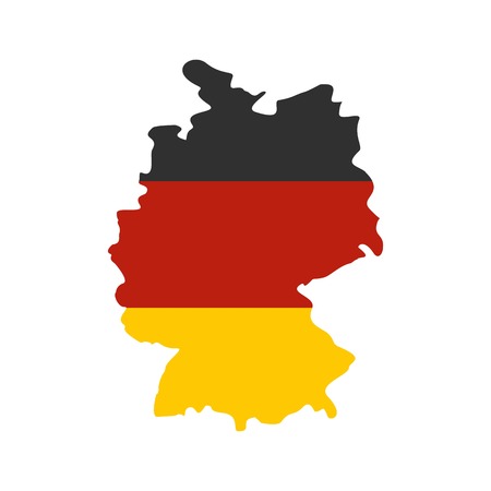 Germany map with national flag icon, flat styleのイラスト素材