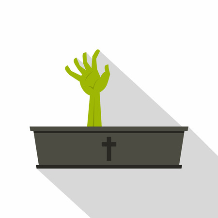 Green zombie hand coming out of his coffin iconのイラスト素材