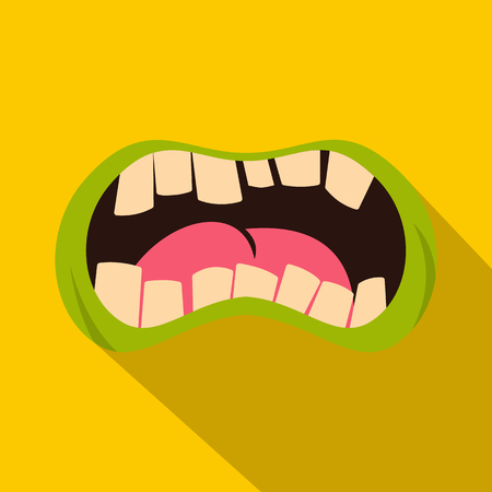 Open zombie mouth icon, flat styleのイラスト素材